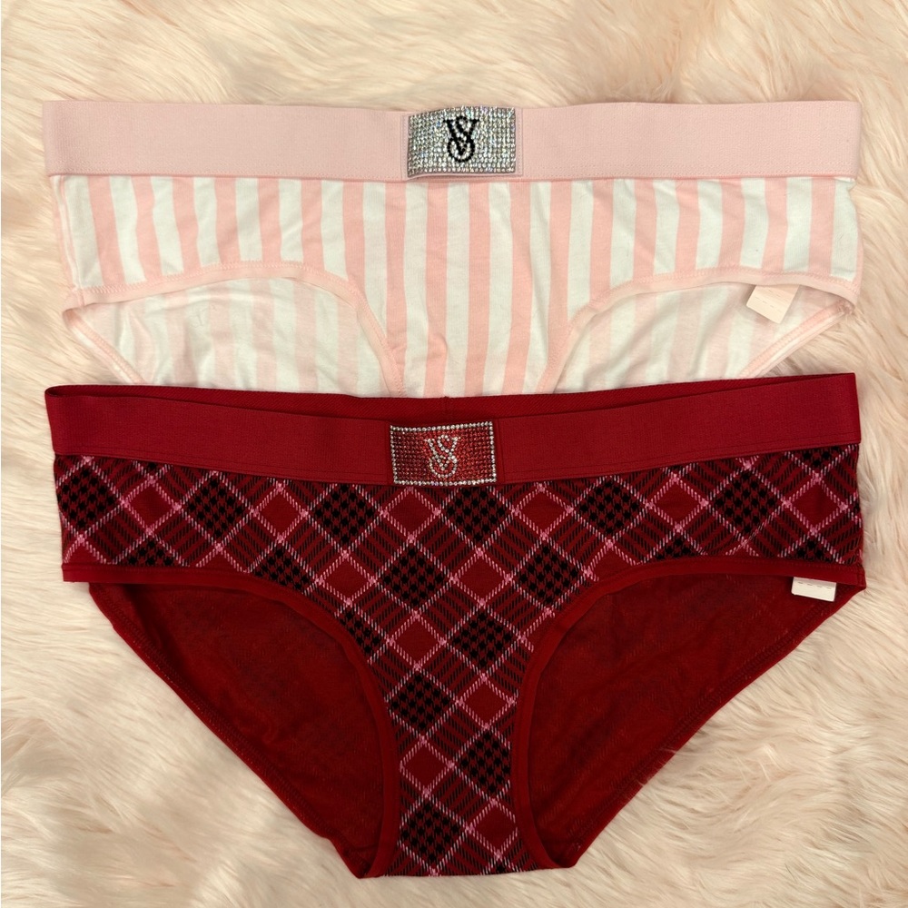 Victoria's Secret Logo Cotton Shine Patch Hiphugger Panties In Size Medium